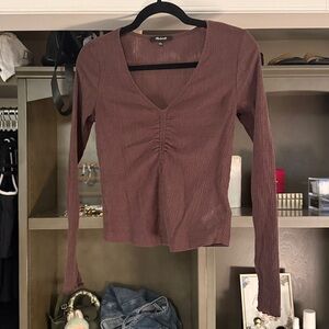 Plum Long Sleeve V-Neck Top
